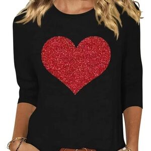 Black Top with Red Heart Design